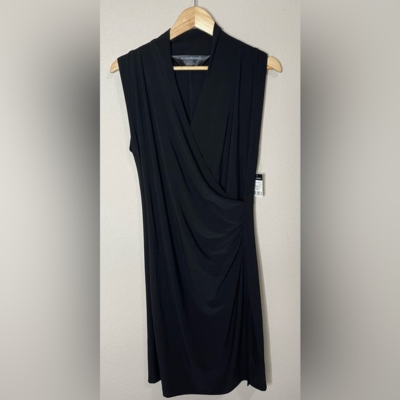 Norma Kamali Sleeveless Stretch Jersey Side Draped Black Dress Size Medium - Picture 8 of 8